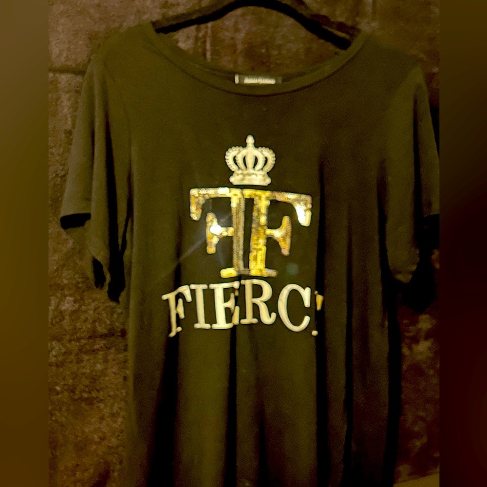 Ashley Steward Fierce Fitted Shirt with bling